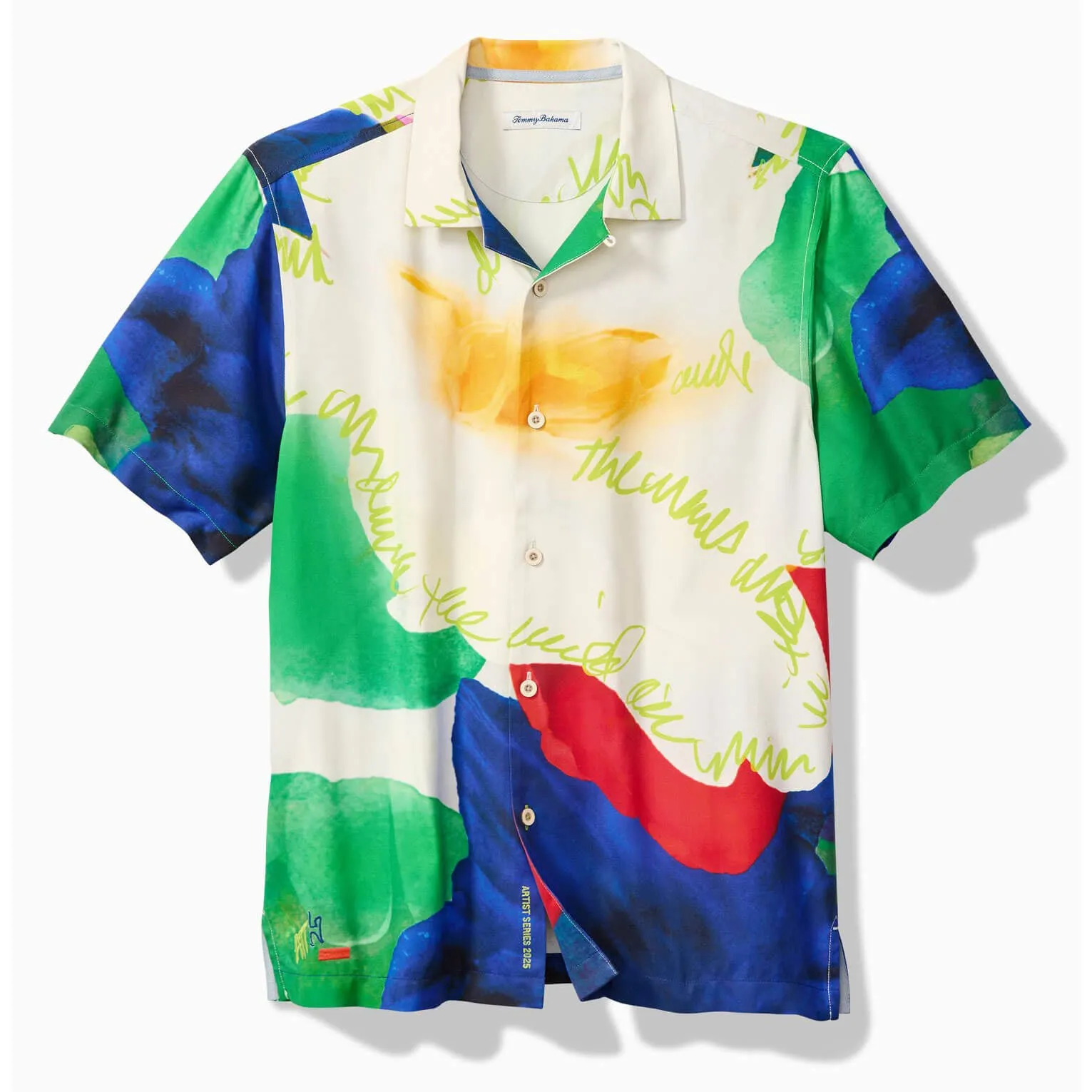 Tommy Bahama Men's Artist Series Penney Blooms Silk Camp Shirt - Coconut Cream Mens Tommy Bahama