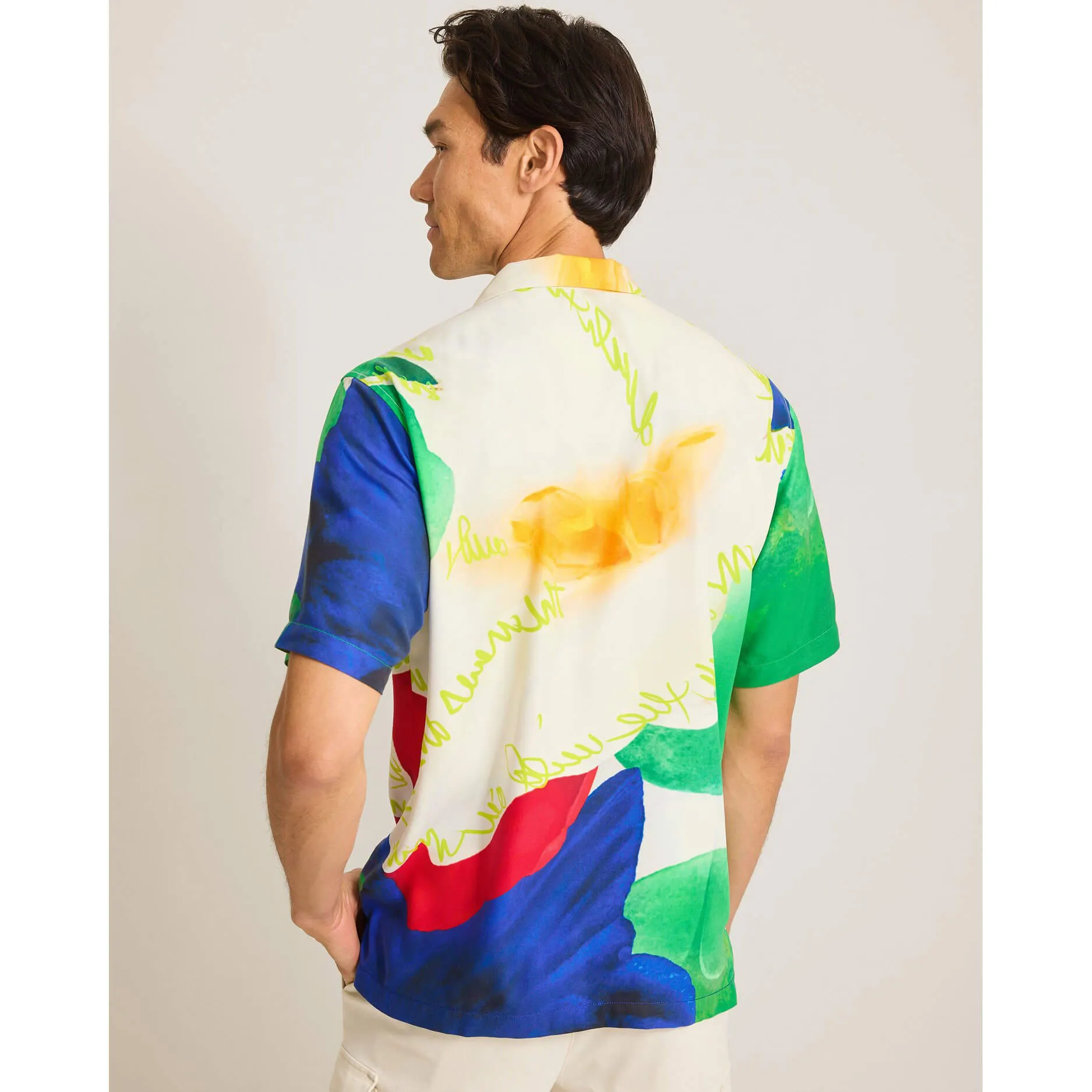 Tommy Bahama Men's Artist Series Penney Blooms Silk Camp Shirt - Coconut Cream Mens Tommy Bahama