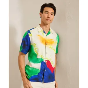 Tommy Bahama Men's Artist Series Penney Blooms Silk Camp Shirt - Coconut Cream Mens Tommy Bahama