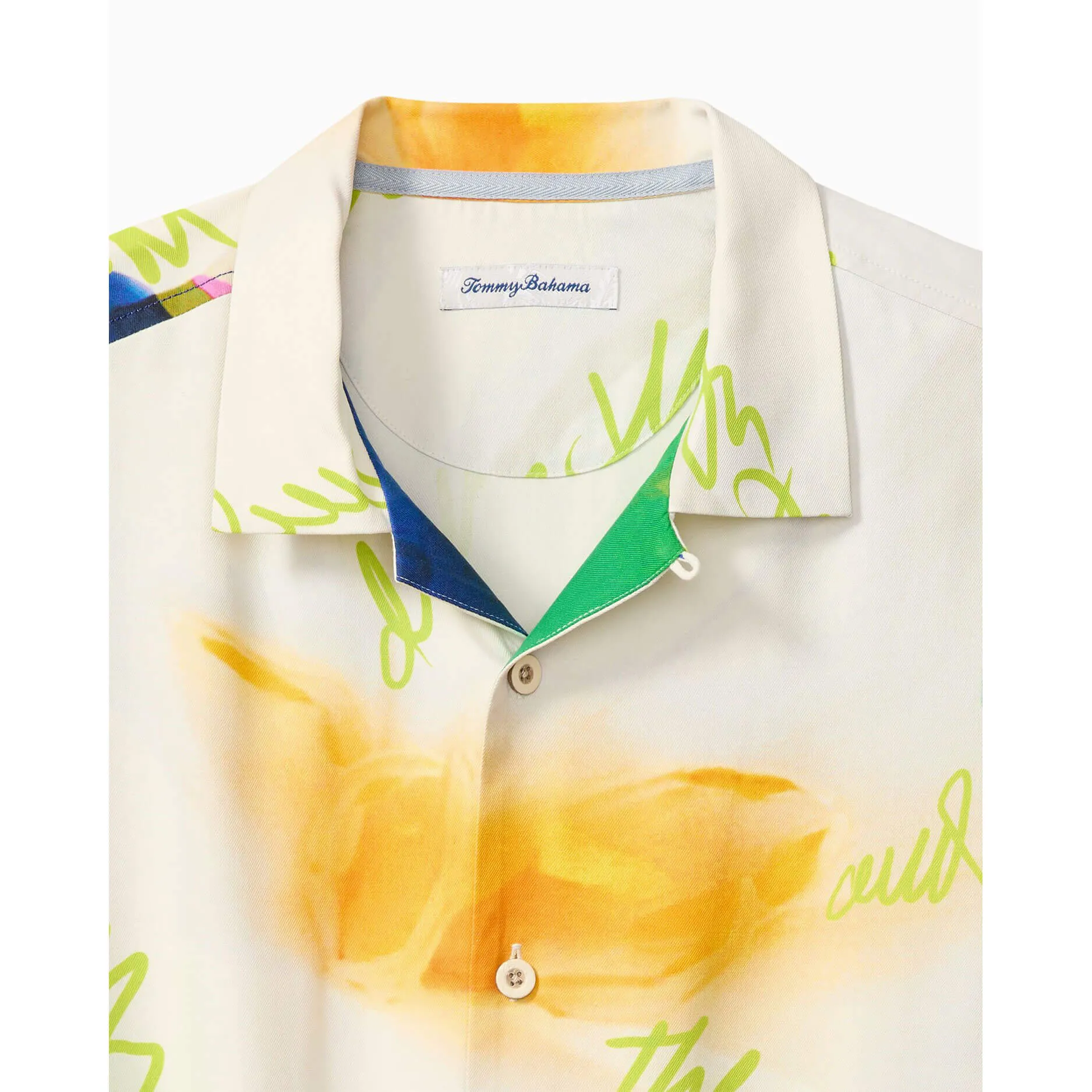 Tommy Bahama Men's Artist Series Penney Blooms Silk Camp Shirt - Coconut Cream Mens Tommy Bahama