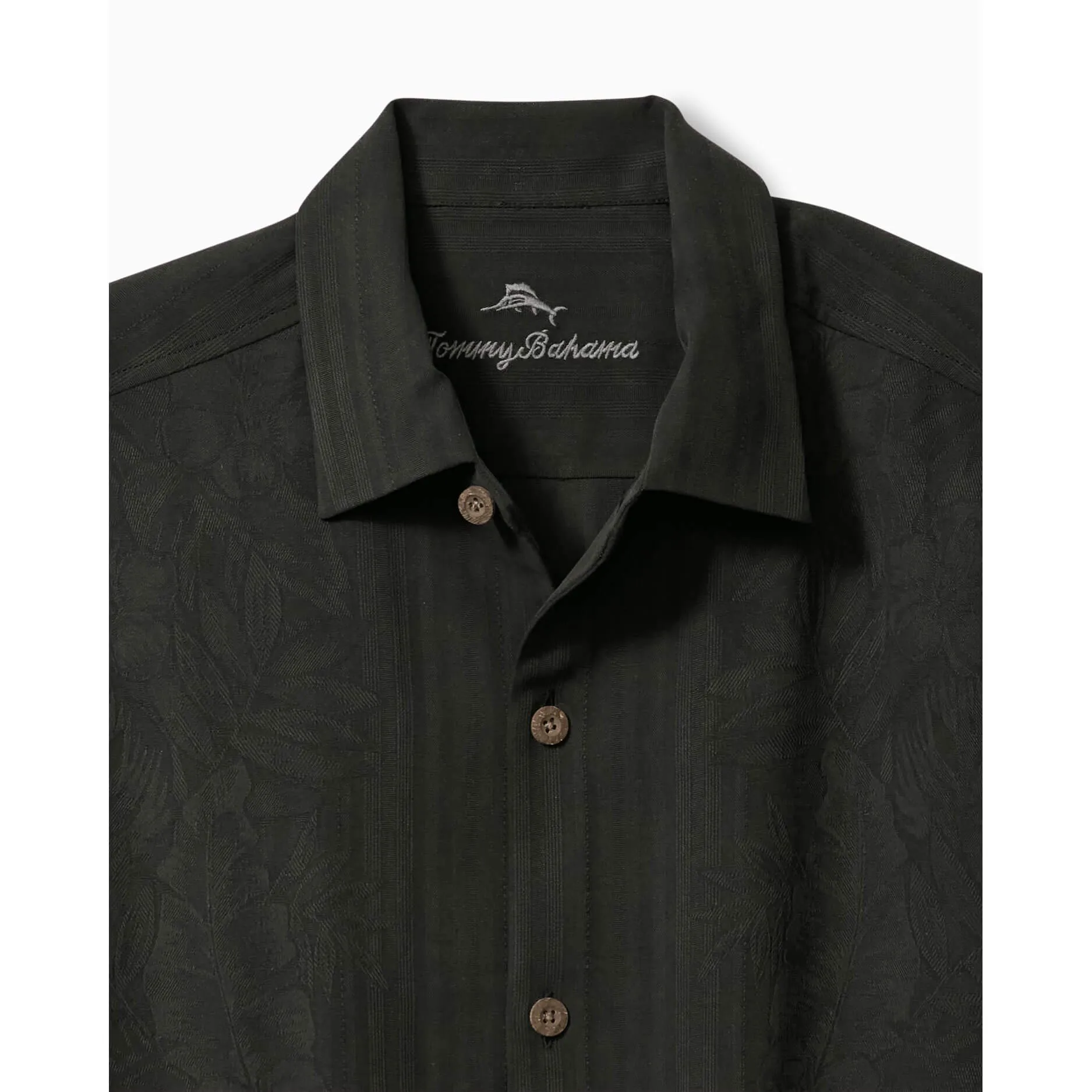 Tommy Bahama Men's Big & Tall Maui Border Silk Camp Shirt - Black Tommy Bahama Clothing
