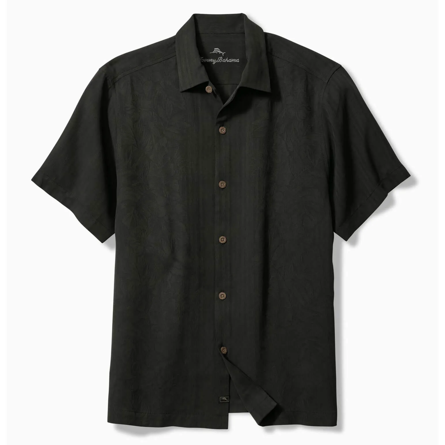 Tommy Bahama Men's Big & Tall Maui Border Silk Camp Shirt - Black Tommy Bahama Clothing