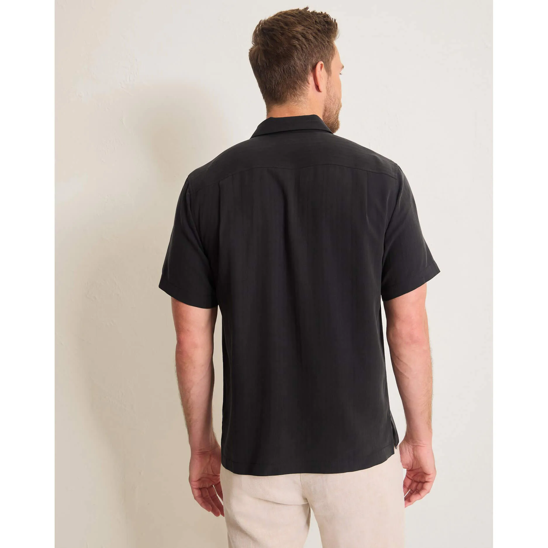 Tommy Bahama Men's Big & Tall Maui Border Silk Camp Shirt - Black Tommy Bahama Clothing