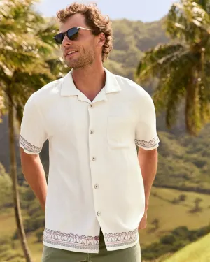 Tommy Bahama Men's Greco Palms Embroidered Silk Camp Shirt - Continental Mens Tommy Bahama