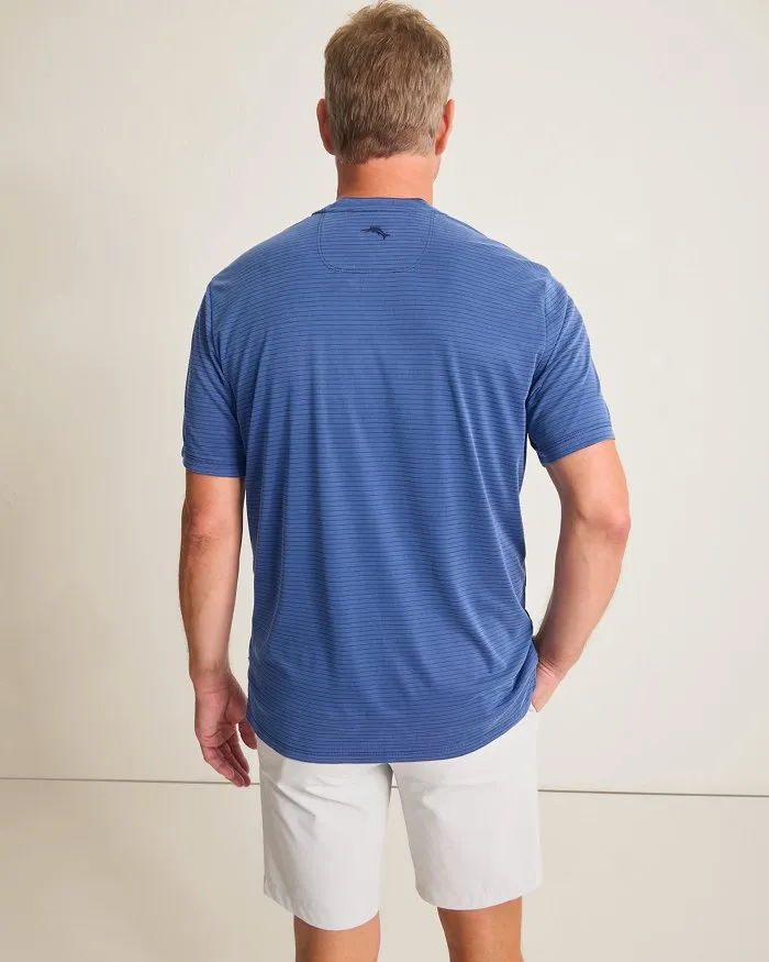 Tommy Bahama Men's IslandZone Bay Stripe V-Neck T-Shirt - Bering Blue Mens Tommy Bahama