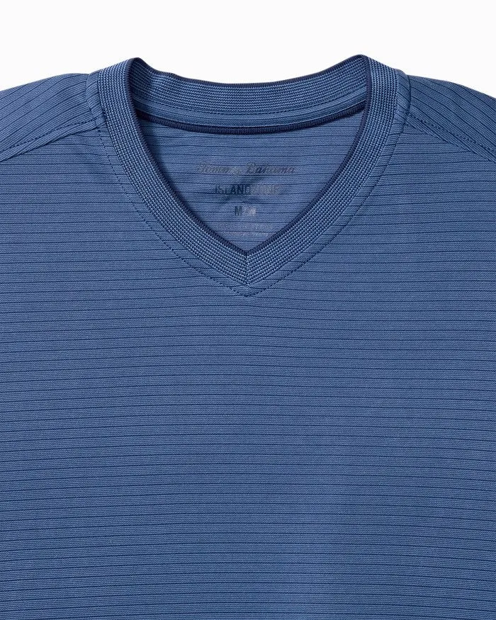 Tommy Bahama Men's IslandZone Bay Stripe V-Neck T-Shirt - Bering Blue Mens Tommy Bahama
