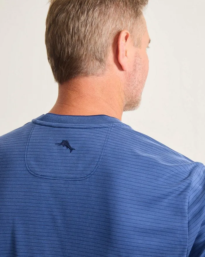 Tommy Bahama Men's IslandZone Bay Stripe V-Neck T-Shirt - Bering Blue Mens Tommy Bahama