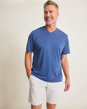 Tommy Bahama Men's IslandZone Bay Stripe V-Neck T-Shirt - Bering Blue Mens Tommy Bahama