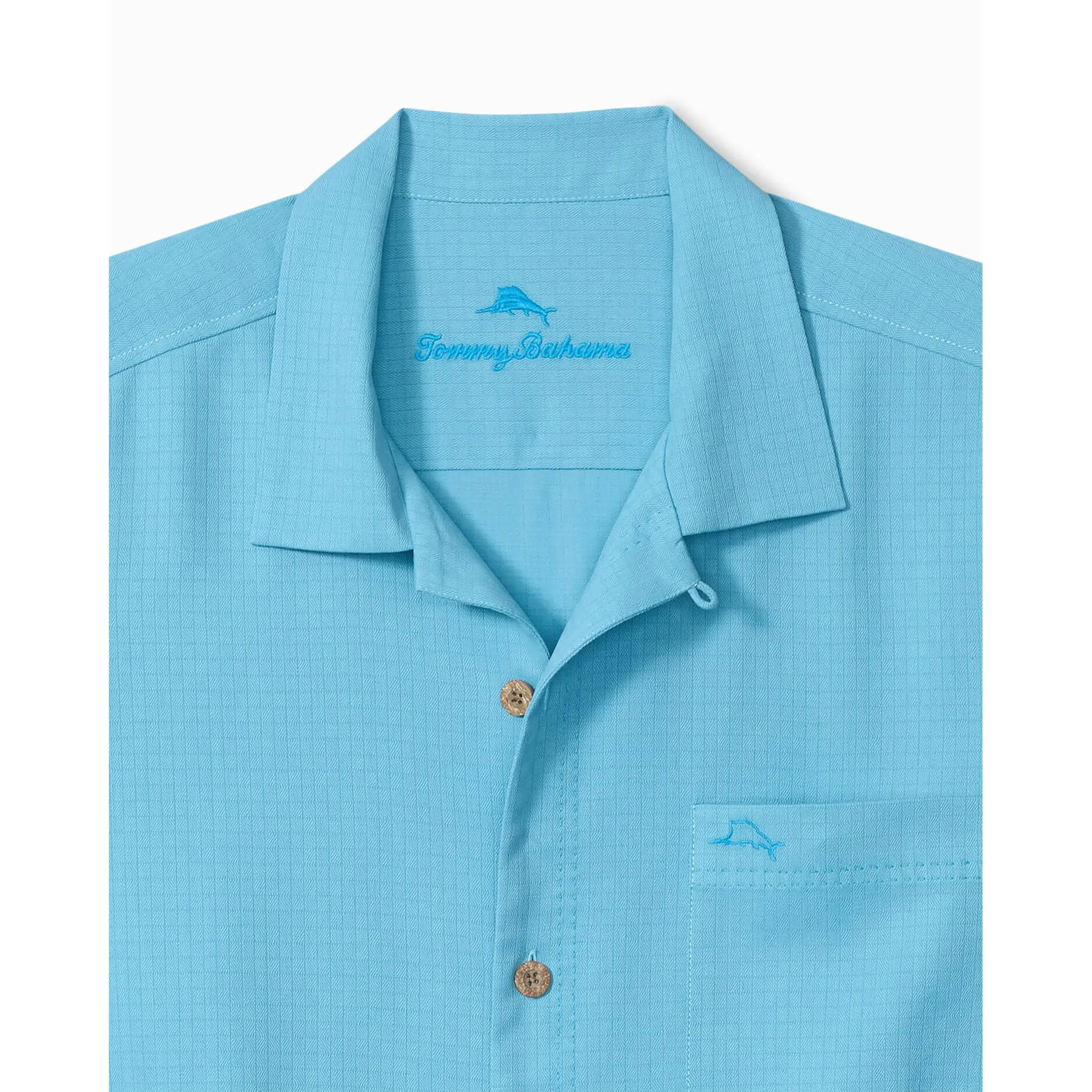 Tommy Bahama Men's IslandZone Coastal Breeze Check Camp Shirt - Air Blue Mens Tommy Bahama