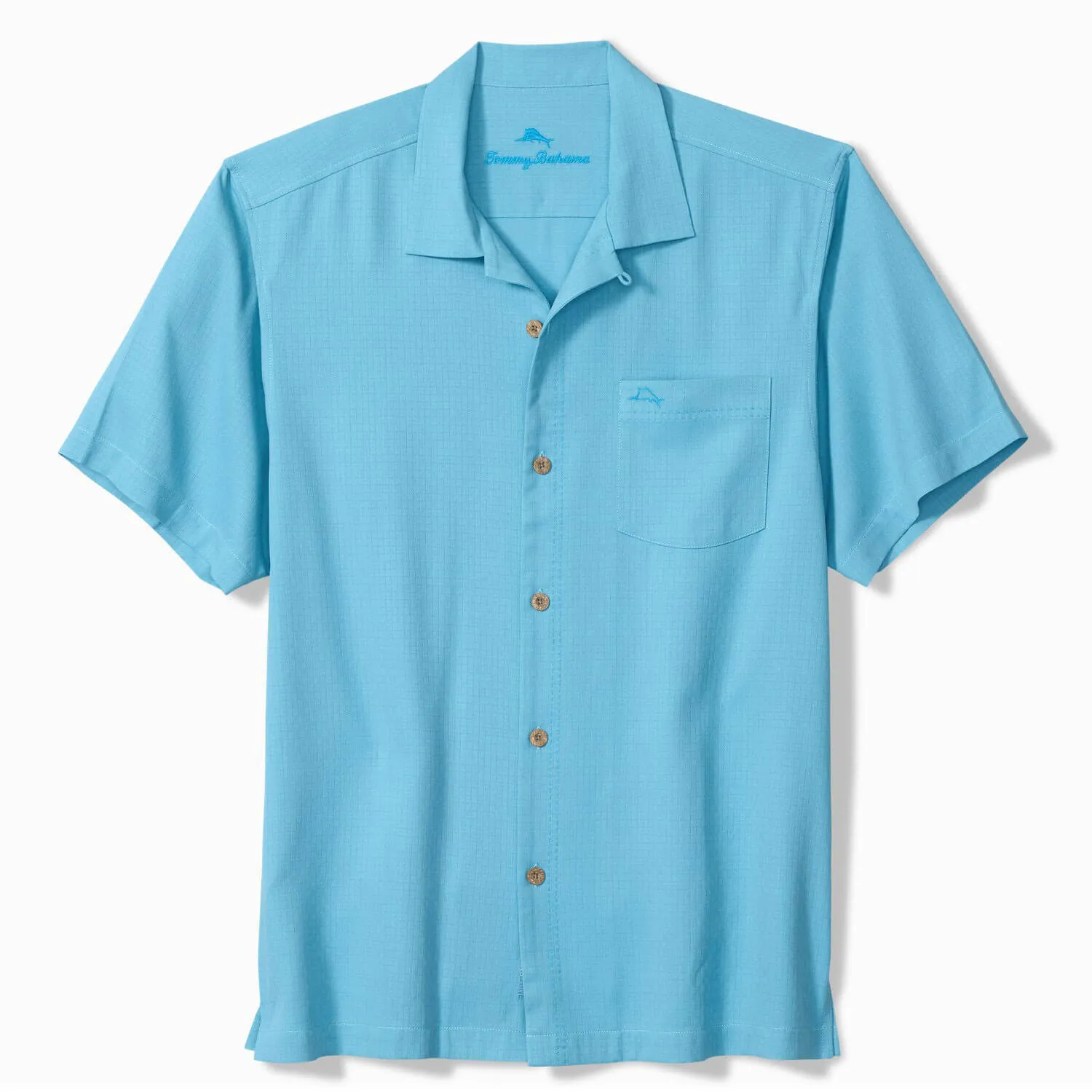 Tommy Bahama Men's IslandZone Coastal Breeze Check Camp Shirt - Air Blue Mens Tommy Bahama