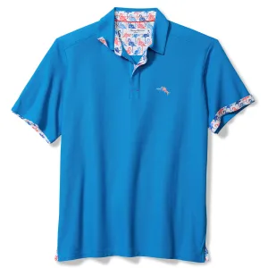 Tommy Bahama Men's IslandZone Flamingo Mingle Five O'Clock Polo Shirt - Download Blue Mens Tommy Bahama