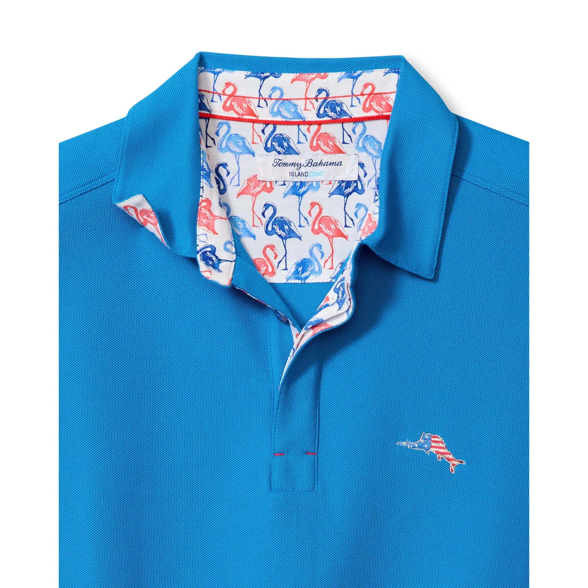 Tommy Bahama Men's IslandZone Flamingo Mingle Five O'Clock Polo Shirt - Download Blue Mens Tommy Bahama