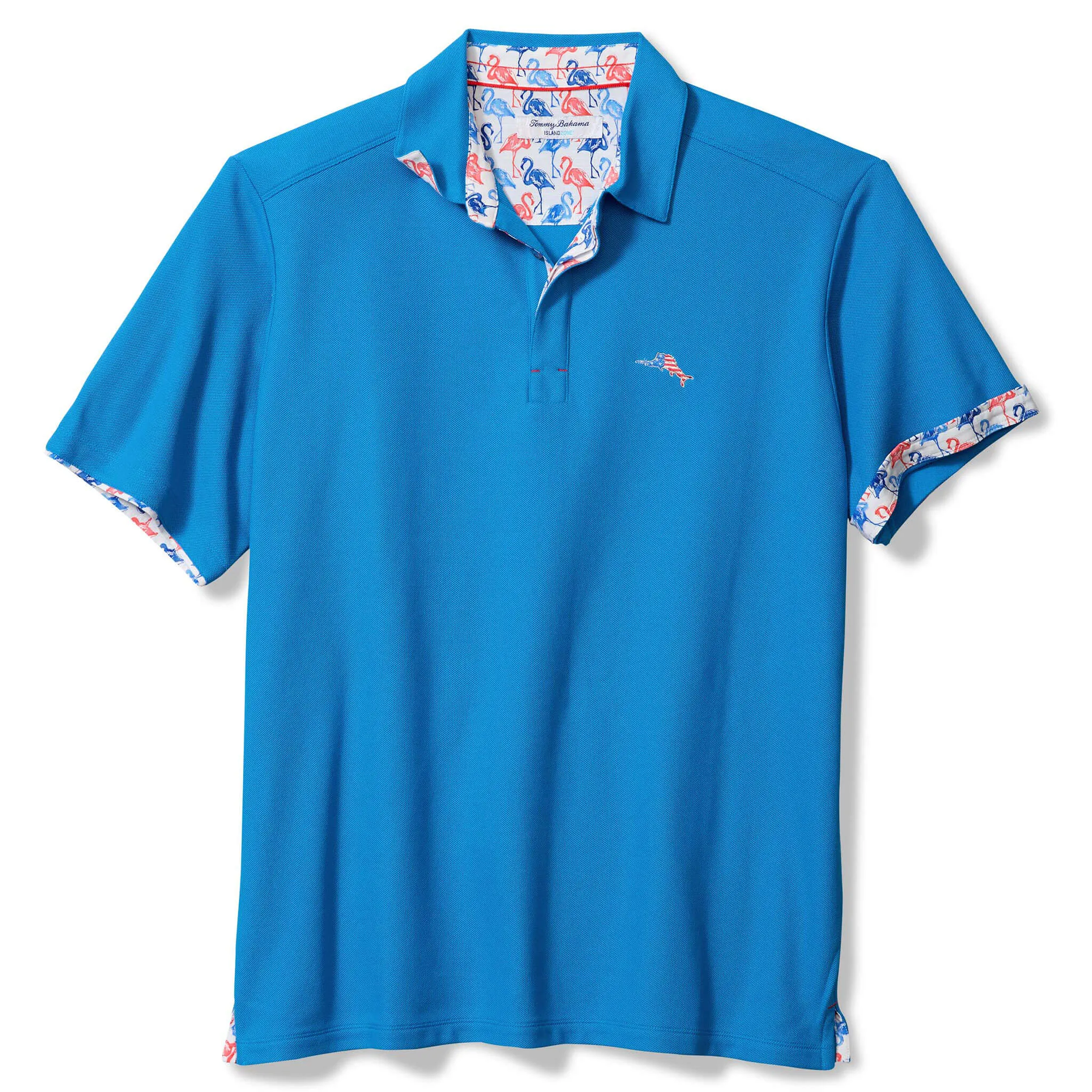 Tommy Bahama Men's IslandZone Flamingo Mingle Five O'Clock Polo Shirt - Download Blue Mens Tommy Bahama