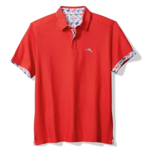 Tommy Bahama Men's IslandZone Flamingo Mingle Five O'Clock Polo Shirt - Poppy Red Mens Tommy Bahama