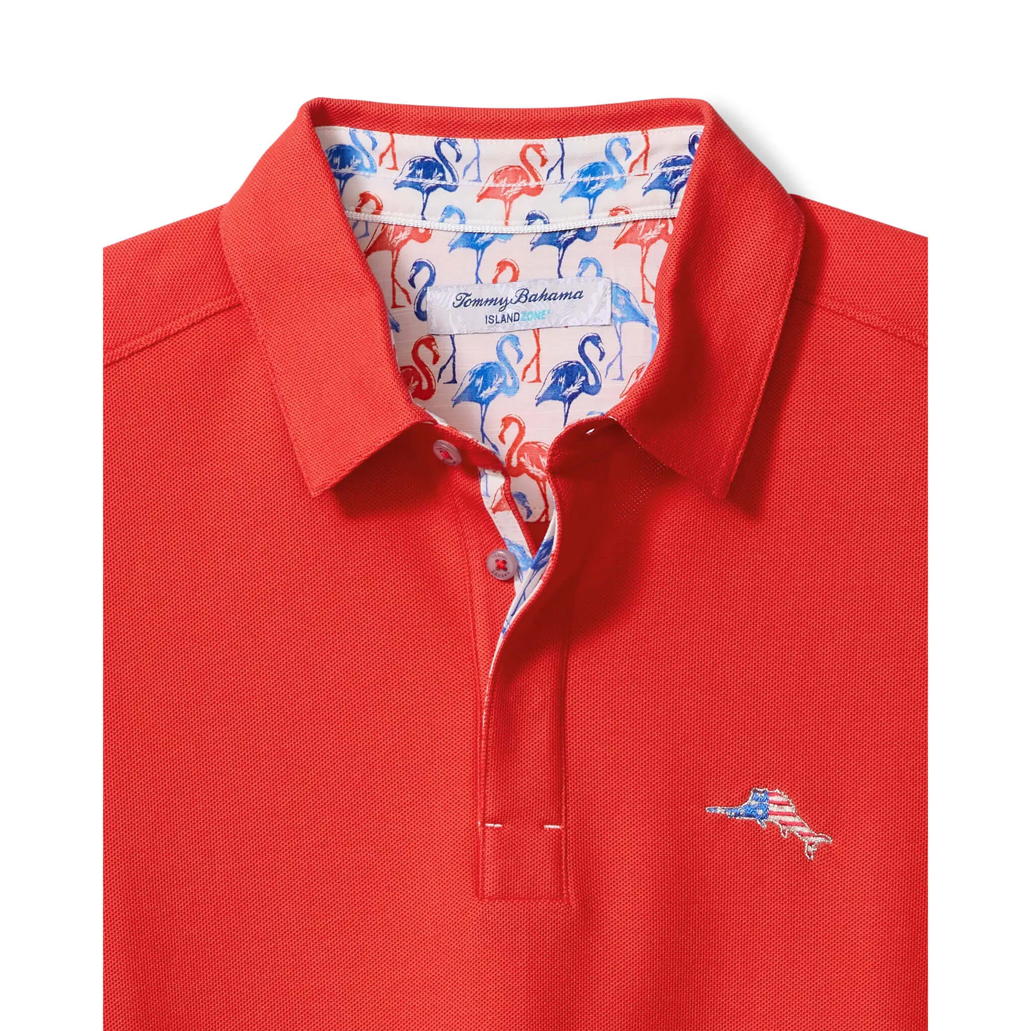 Tommy Bahama Men's IslandZone Flamingo Mingle Five O'Clock Polo Shirt - Poppy Red Mens Tommy Bahama