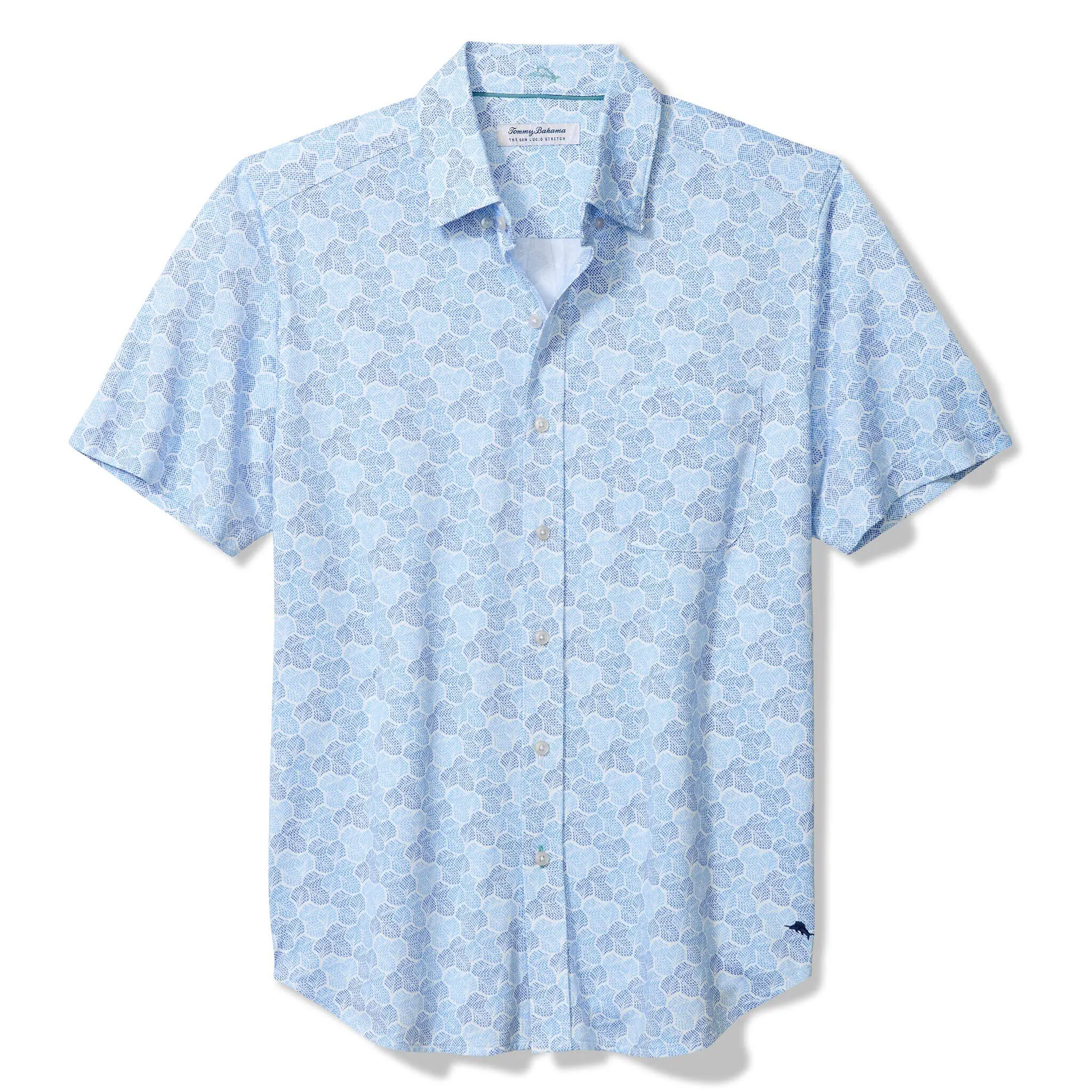 Tommy Bahama Men's IslandZone San Lucio Tri Leaf Geo Camp Shirt - Turkish Sea Tommy Bahama Clothing
