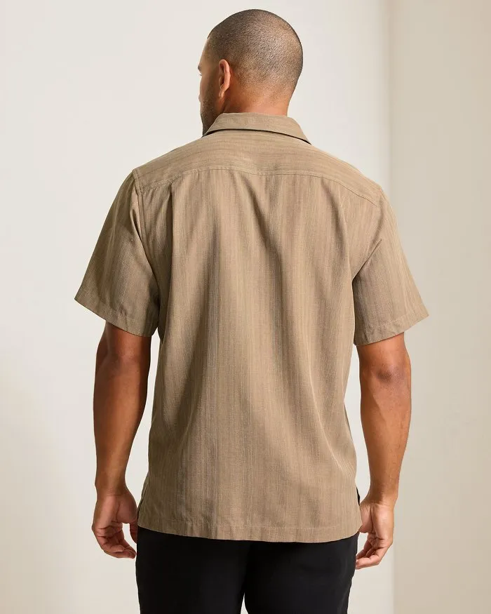 Tommy Bahama Men's Maui Border Silk Camp Shirt - Soft Brown Mens Tommy Bahama