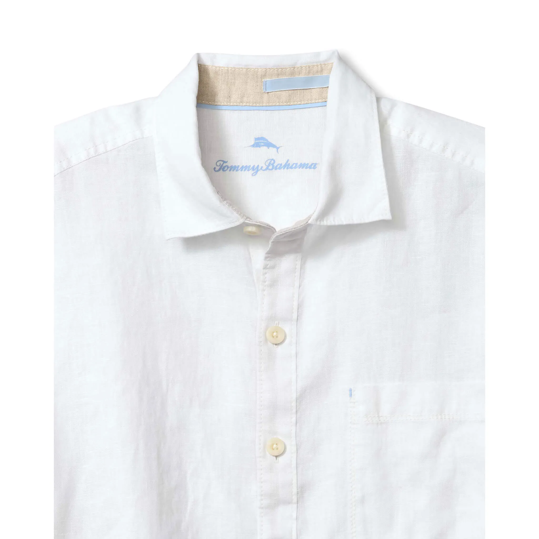 Tommy Bahama Men's Paradise Breezer Long Sleeve Linen Sport Shirt - White Mens Tommy Bahama