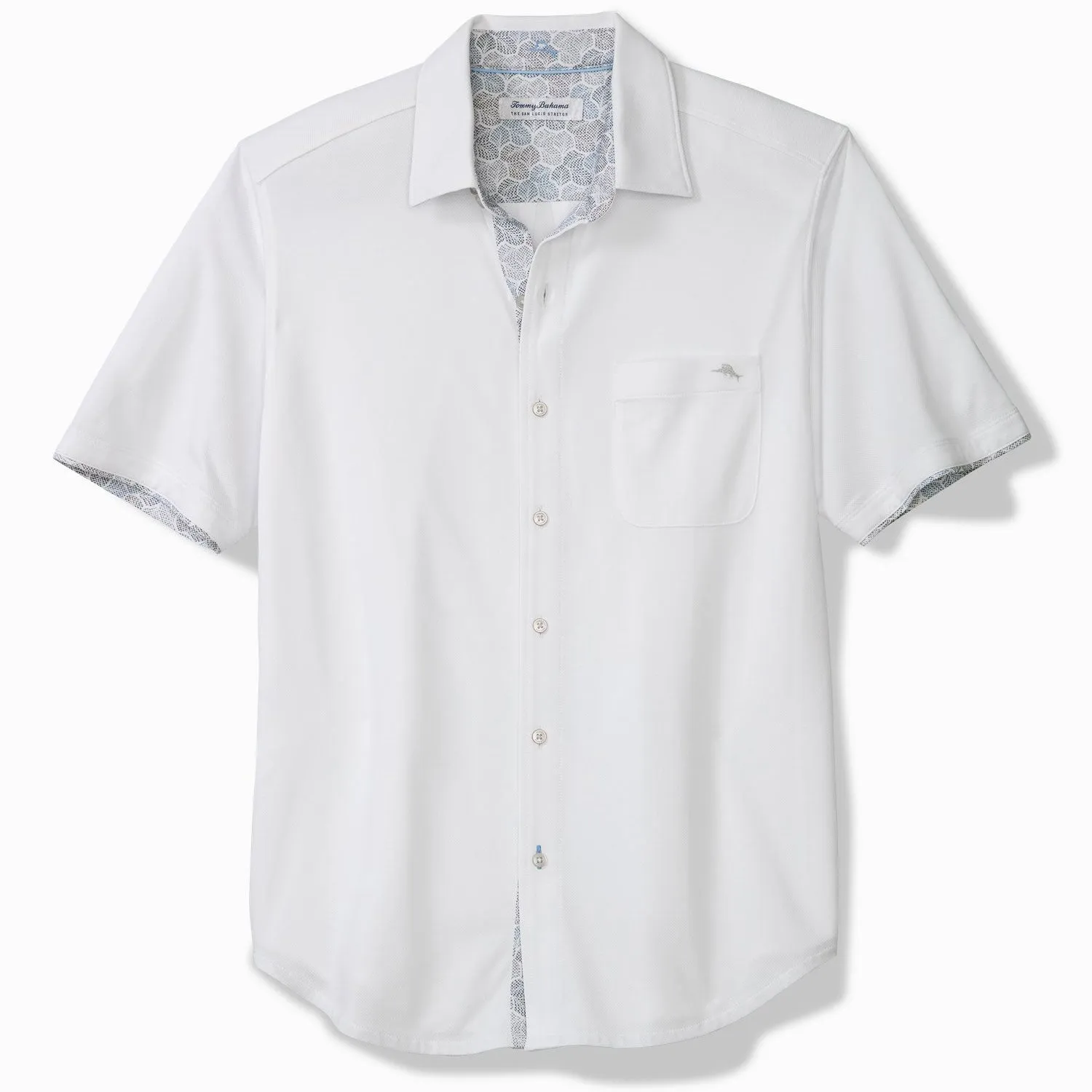 Tommy Bahama Men's San Lucio Tri Leaf Geo Happy Camp Shirt - White Tommy Bahama Clothing