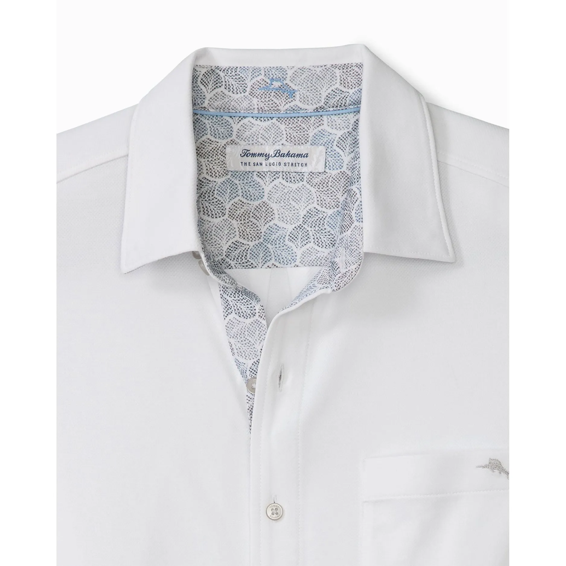 Tommy Bahama Men's San Lucio Tri Leaf Geo Happy Camp Shirt - White Tommy Bahama Clothing