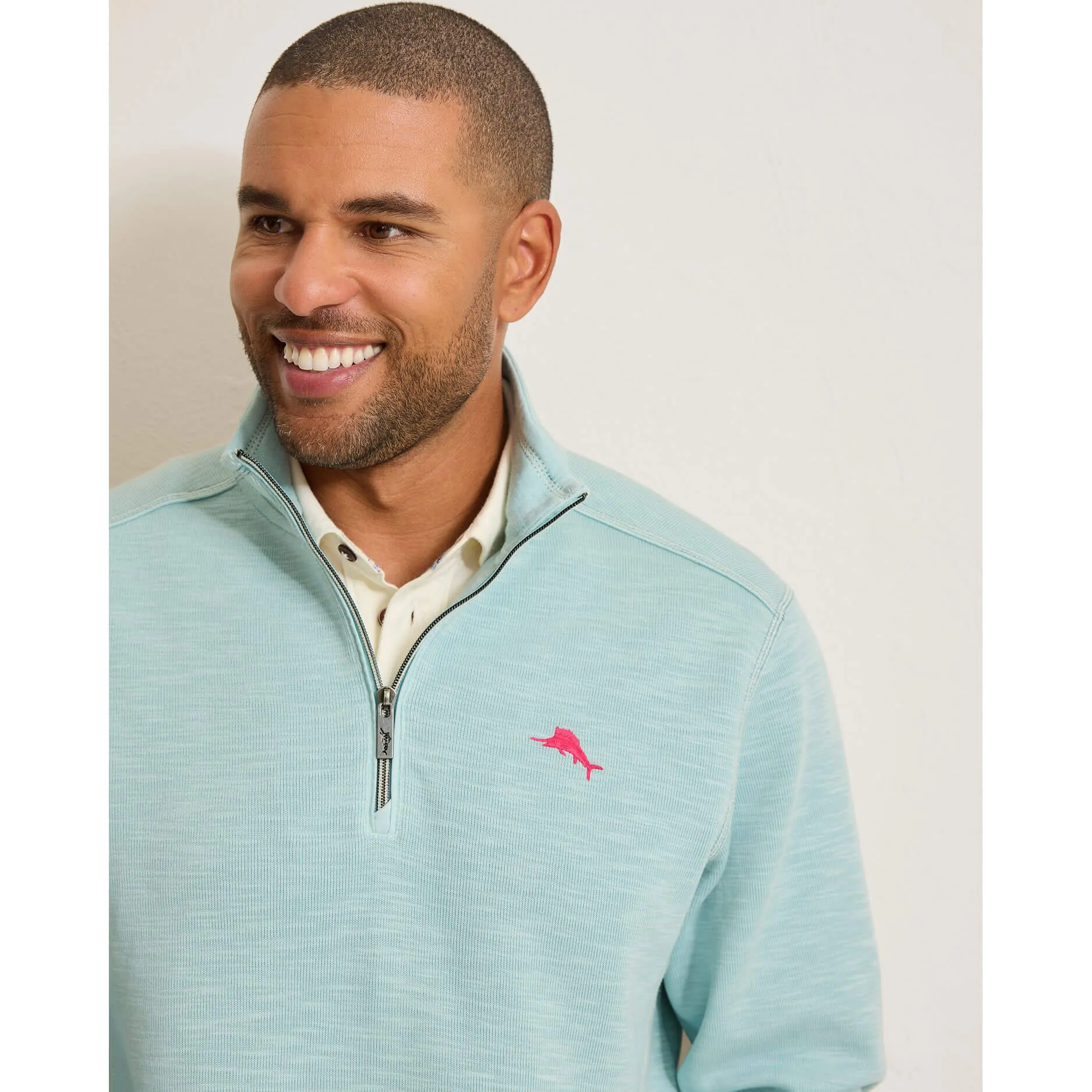 Tommy Bahama Men's Tobago Bay Half Zip Sweater - Sterling Blue Mens Tommy Bahama