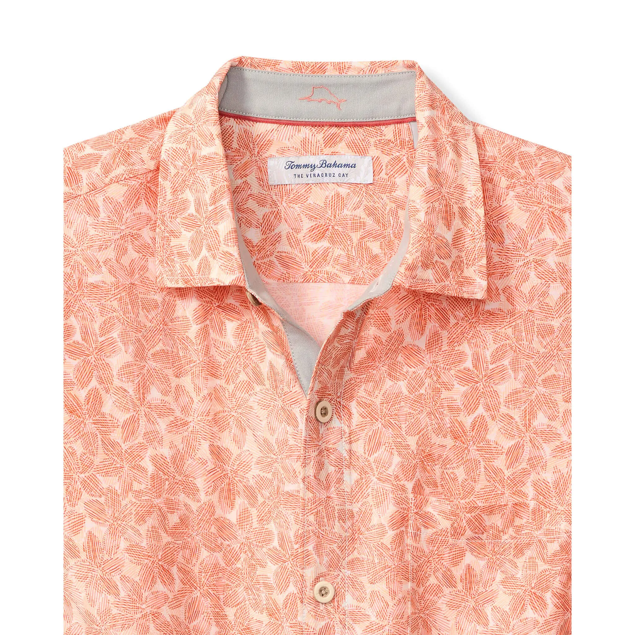 Tommy Bahama Men's Veracruz Cay Sand Dollar Camp Shirt - Dark Coral Tommy Bahama Clothing