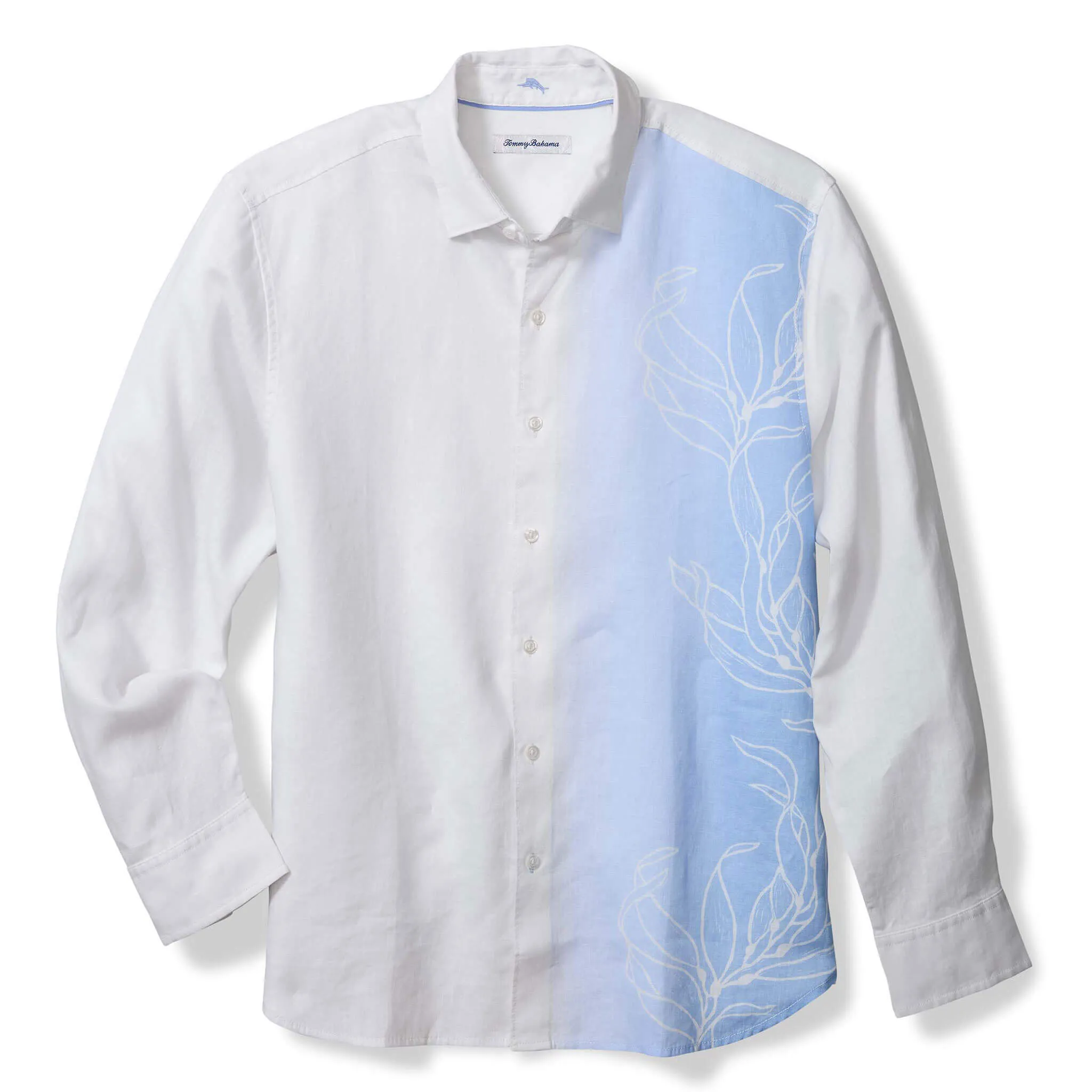 Tommy Bahama Men's Villa Rosa Vines Linen Sport Shirt - Dew Drop Mens Tommy Bahama