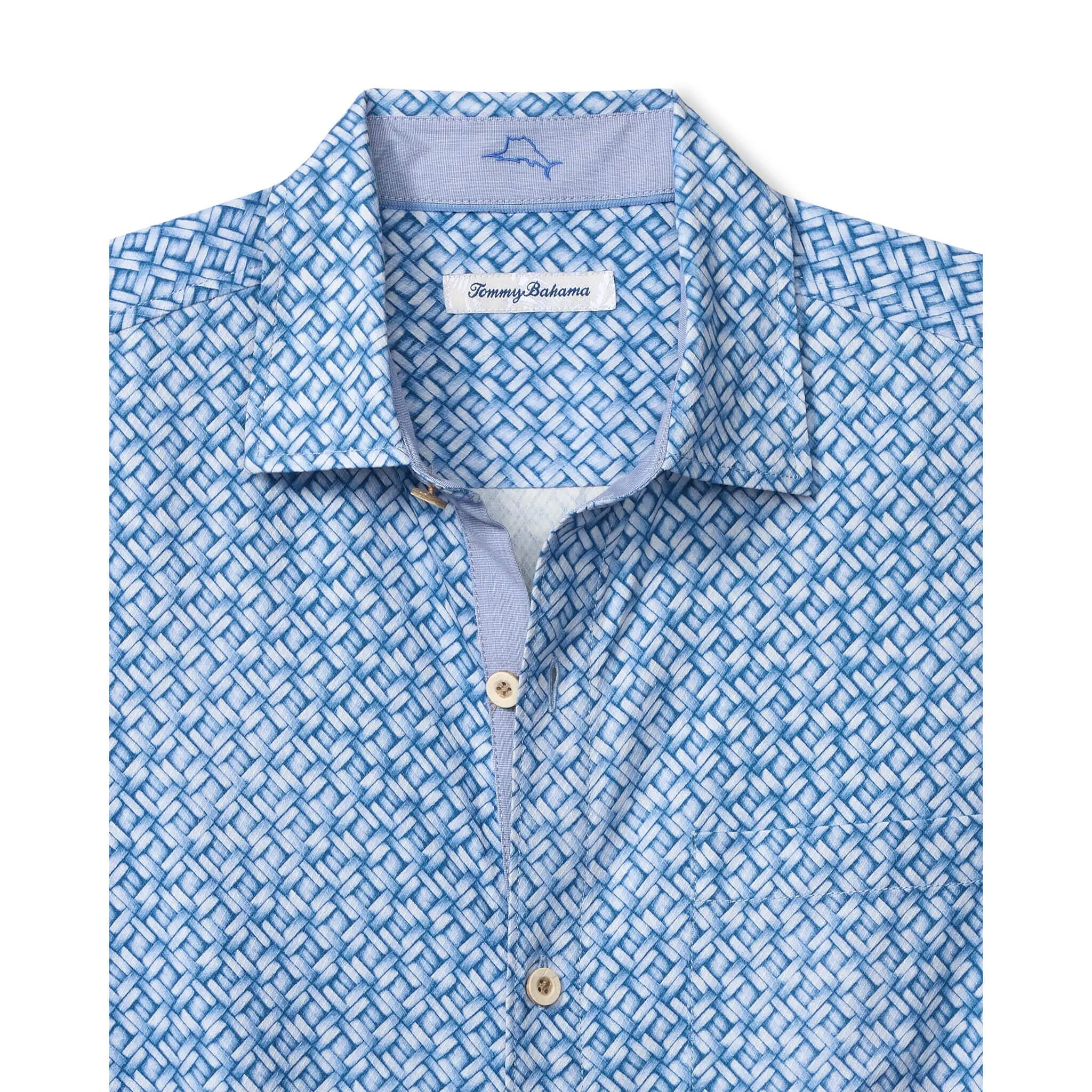 Tommy Bahama Men's Weave In The Moment Silk Camp Shirt - Blue Monday Tommy Bahama Clothing