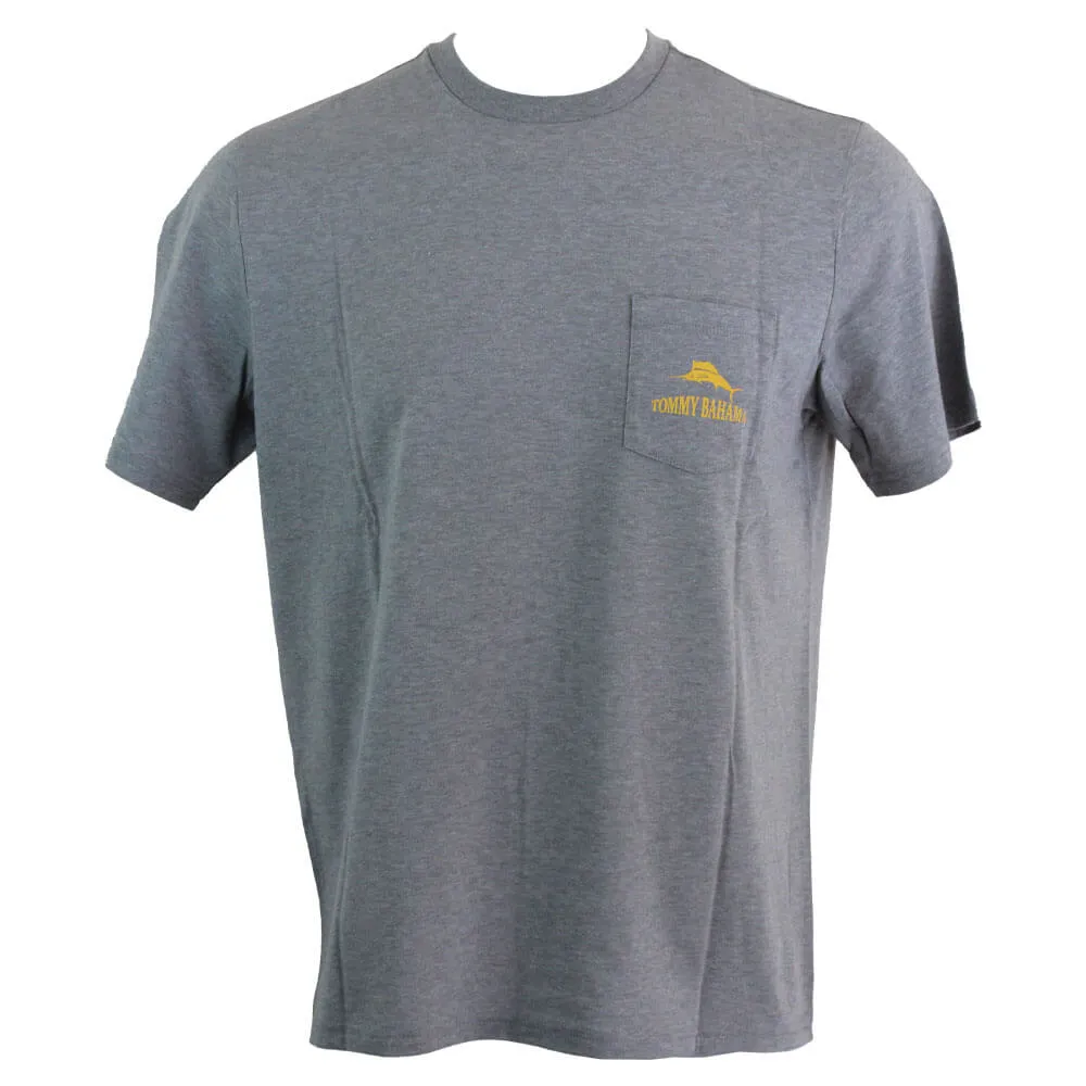 Tommy Bahama Old Dogs Cue Tricks Pocket Tee T-Shirt - Grey Heather Mens Tommy Bahama