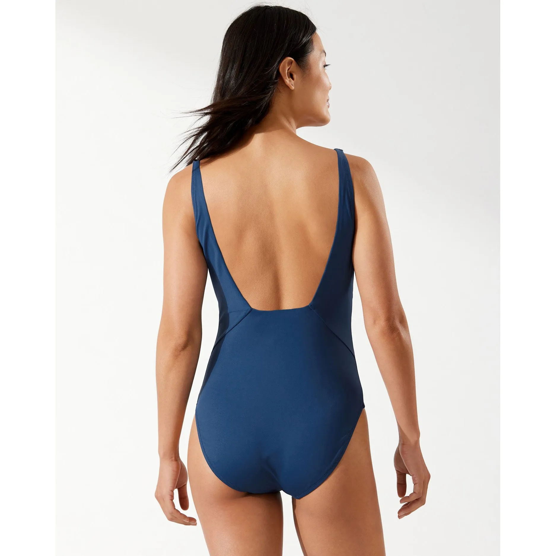Tommy Bahama Palm Modern Over The Shoulder Square Neck One Piece Swimsuit - Midnight Sea* Tommy Bahama Clothing