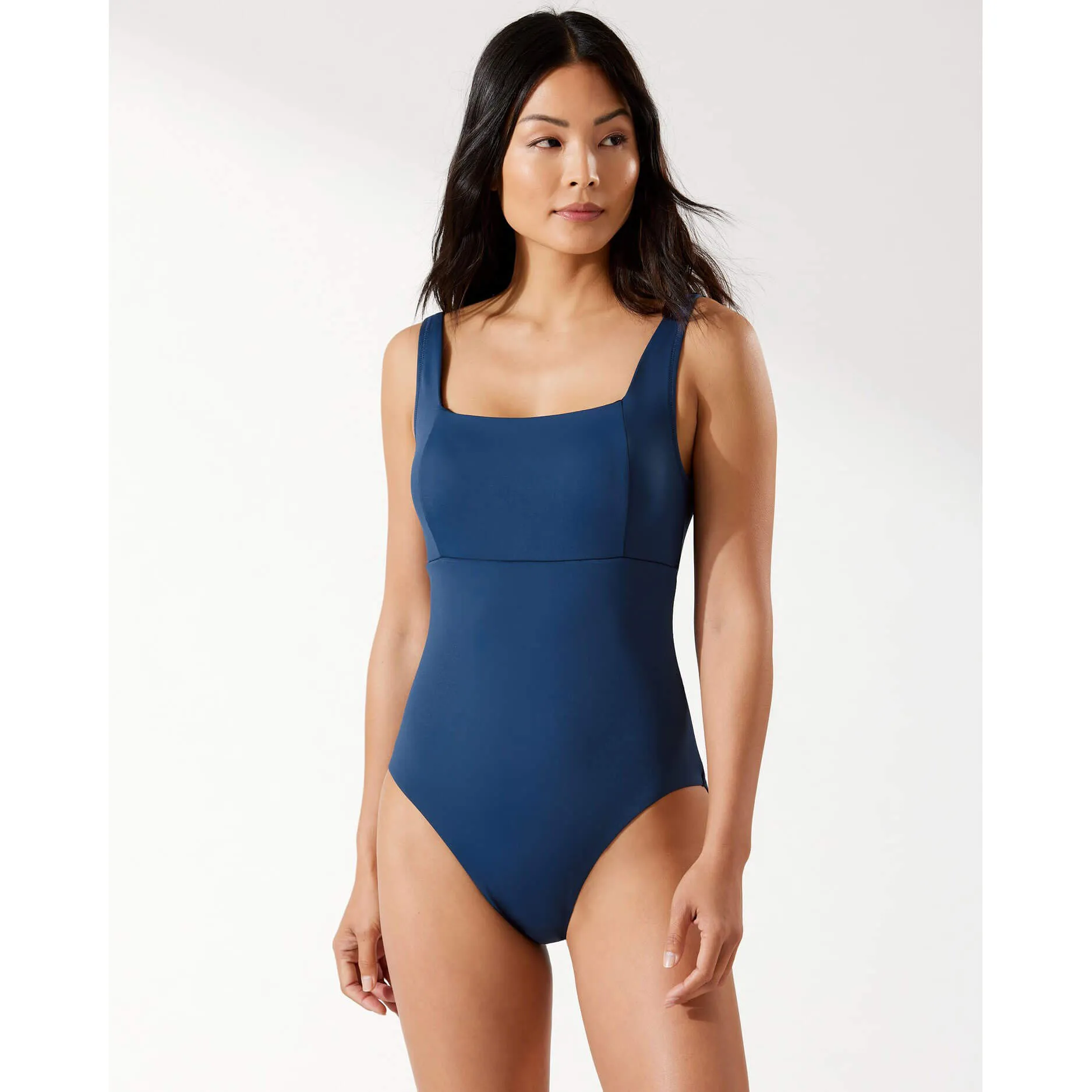 Tommy Bahama Palm Modern Over The Shoulder Square Neck One Piece Swimsuit - Midnight Sea* Tommy Bahama Clothing