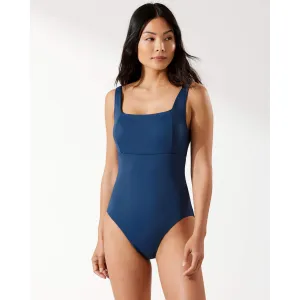 Tommy Bahama Palm Modern Over The Shoulder Square Neck One Piece Swimsuit - Midnight Sea* Tommy Bahama Clothing