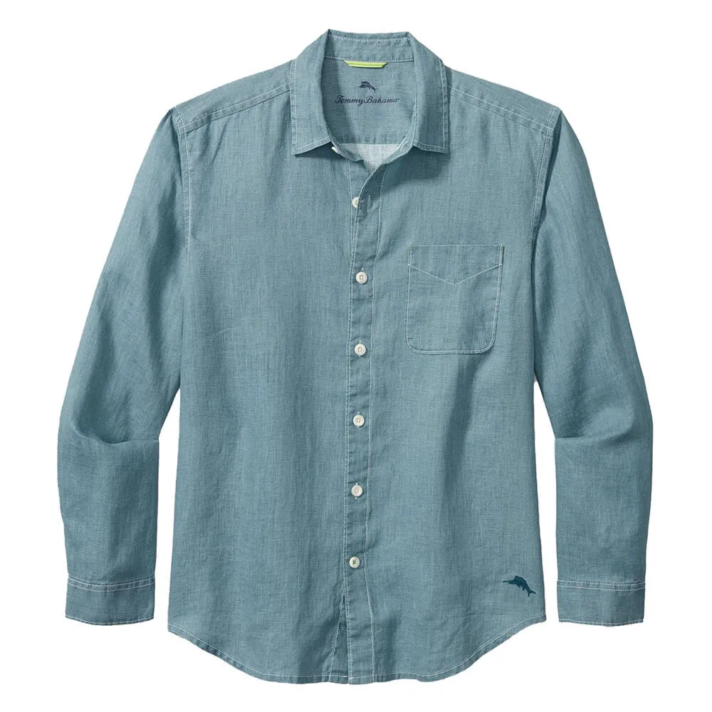 Tommy Bahama Sea Glass Breezer Long Sleeve Linen Shirt - Blue Ash Mens Tommy Bahama