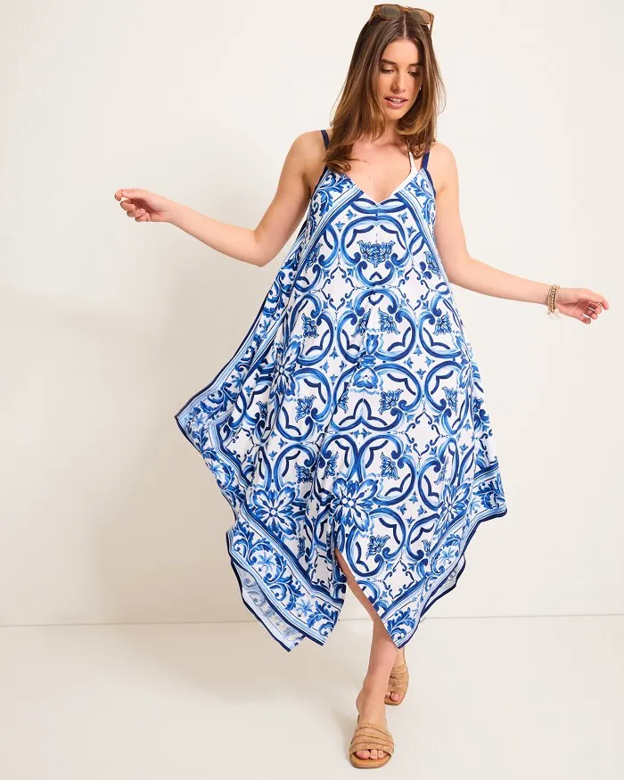 Tommy Bahama Terrazzo Tile Scarf Dress Cover Up - Palace Blue * Tommy Bahama Clothing