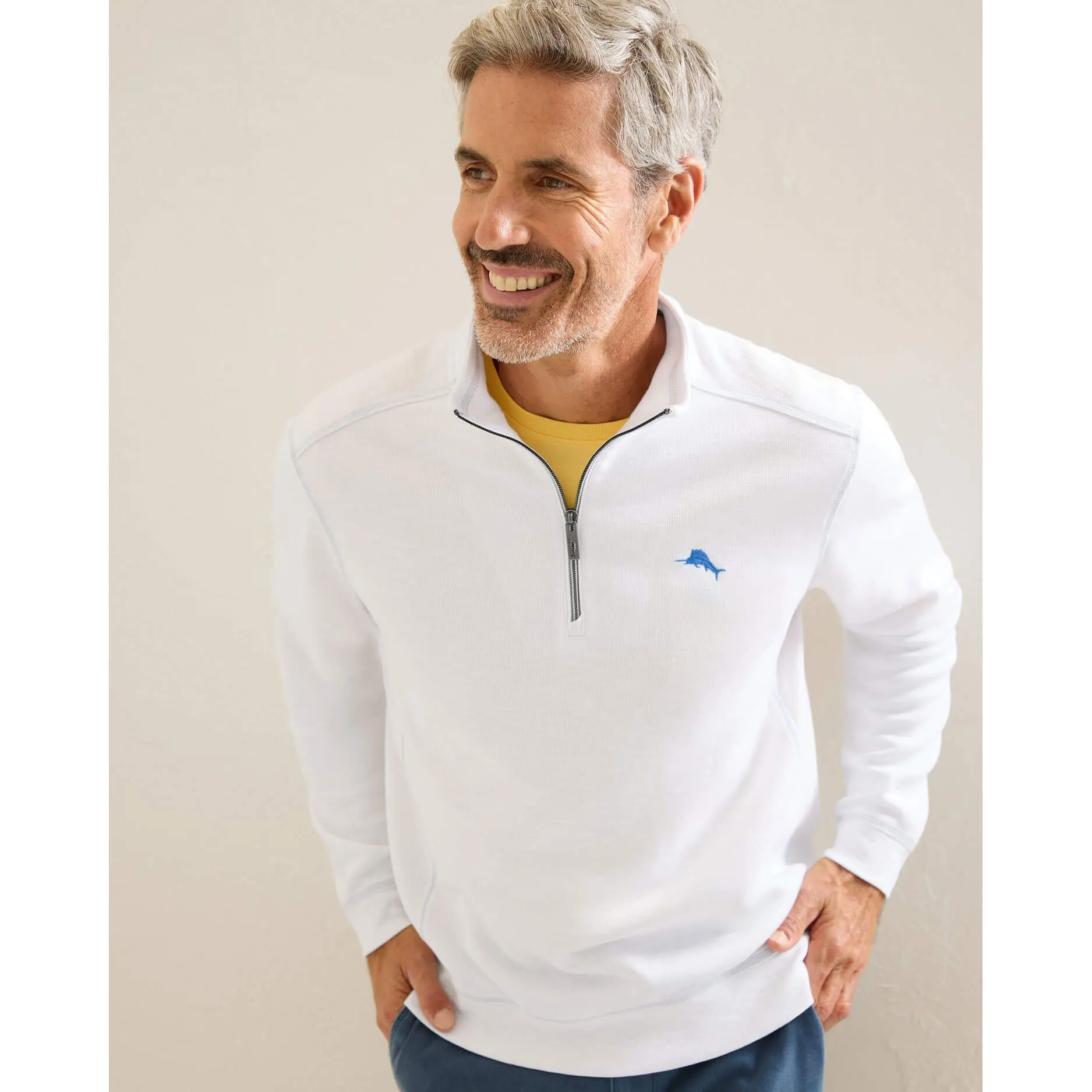 Tommy Bahama Tobago Bay Half Zip Sweater - White* Mens Tommy Bahama