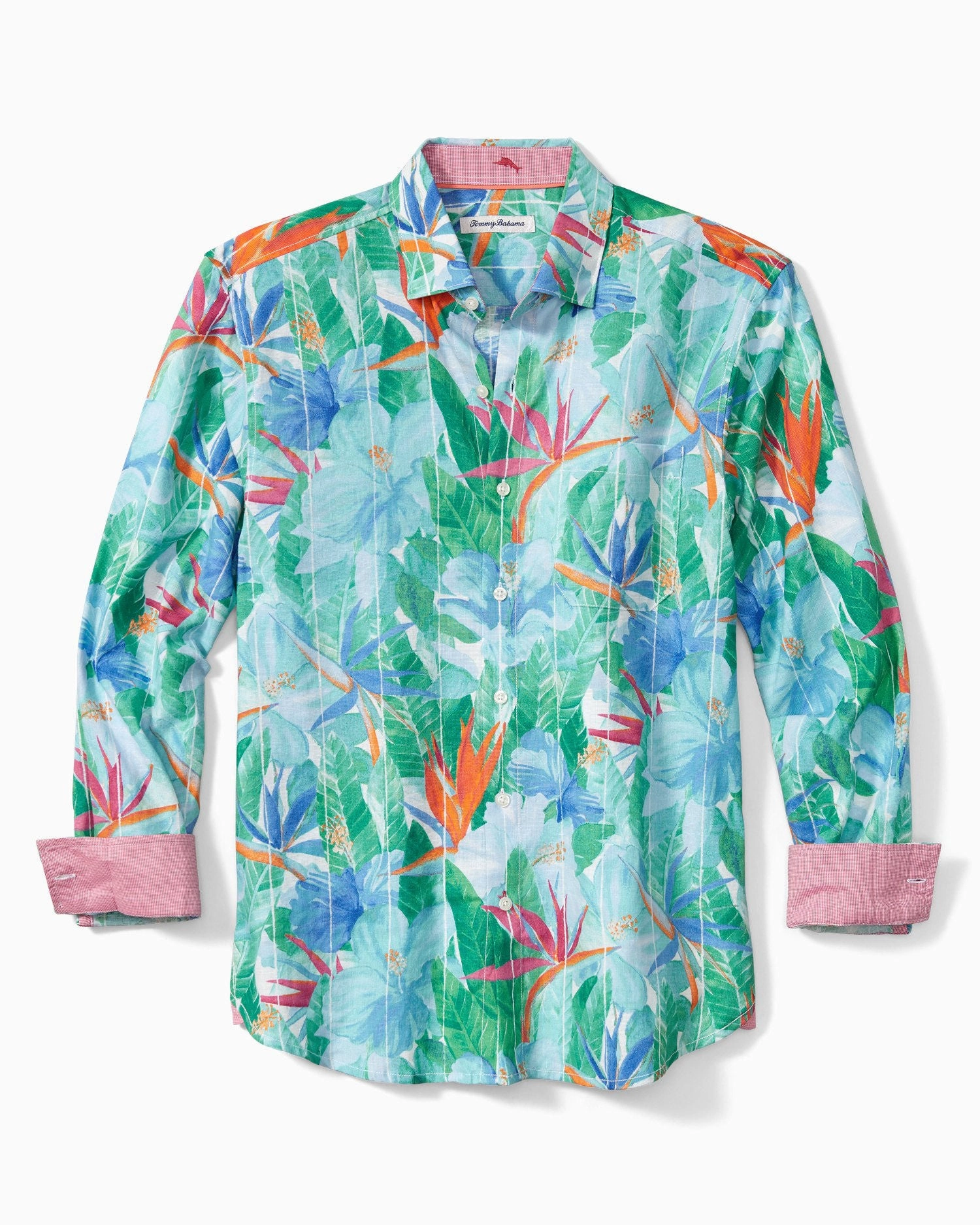 Tommy Bahama Barbados Breeze Check Long Sleeve Linen Camp Shirt