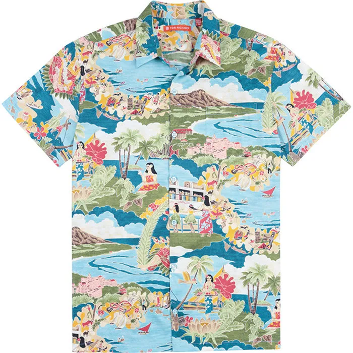 Tori Richard Boat Day Aloha Cotton Lawn Camp Shirt - Lagoon Tori Richard Clothing