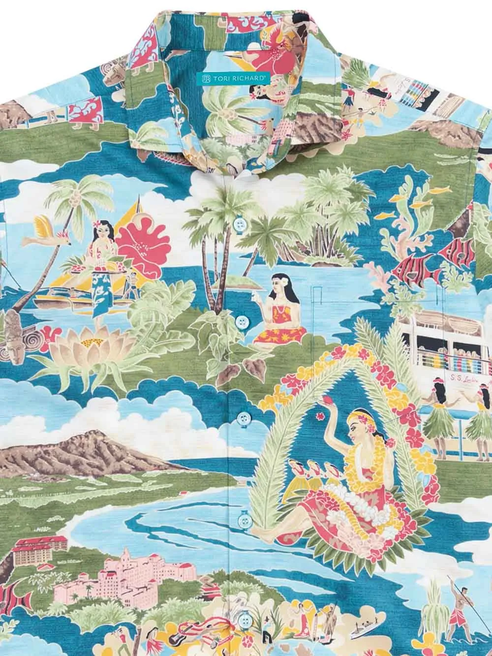 Tori Richard Boat Day Aloha Cotton Lawn Camp Shirt - Lagoon Tori Richard Clothing