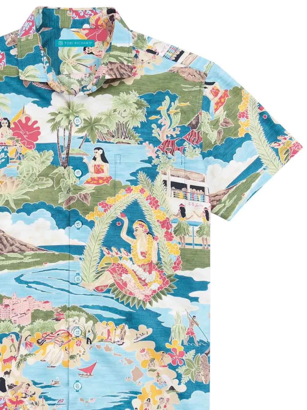Tori Richard Boat Day Aloha Cotton Lawn Camp Shirt - Lagoon Tori Richard Clothing