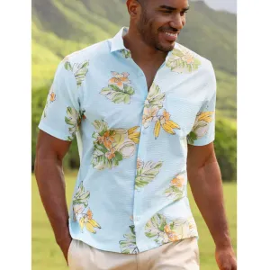 Tori Richard Hua Nui Cotton Pucket Lawn Camp Shirt - Blue Tori Richard Clothing