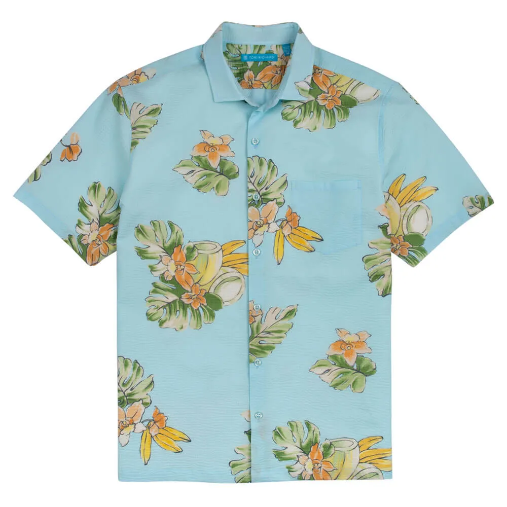 Tori Richard Hua Nui Cotton Pucket Lawn Camp Shirt - Blue Tori Richard Clothing
