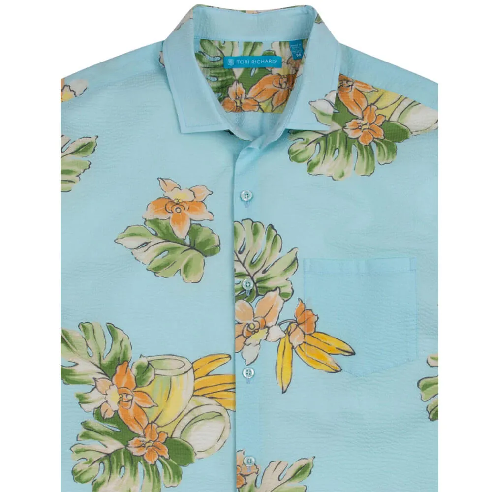 Tori Richard Hua Nui Cotton Pucket Lawn Camp Shirt - Blue Tori Richard Clothing