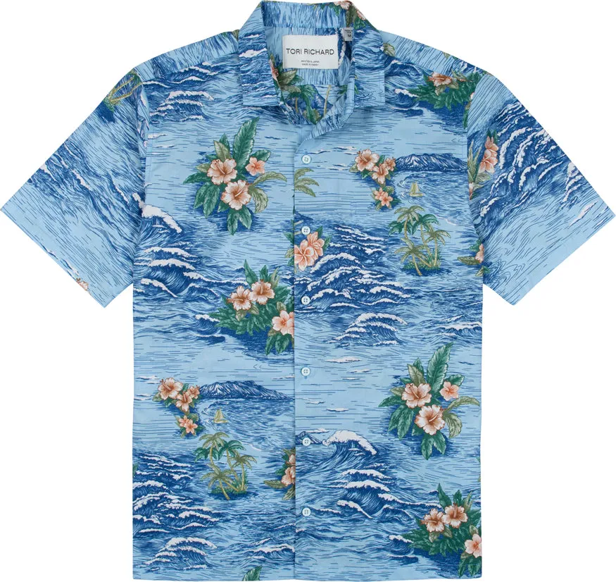 Tori Richard Men's Etched Scenic Cotton Lawn Camp Shirt - Water Tori Richard Clothing