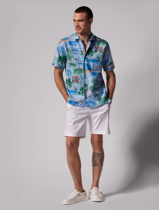 Tori Richard Men's Mele's Journal Cotton Lawn Camp Shirt - Water Tori Richard Clothing