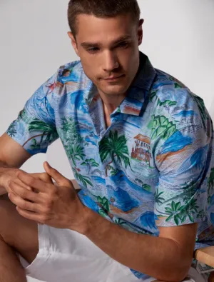 Tori Richard Men's Mele's Journal Cotton Lawn Camp Shirt - Water Tori Richard Clothing
