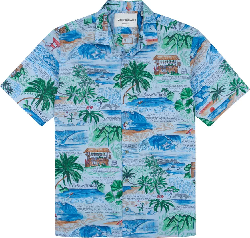 Tori Richard Men's Mele's Journal Cotton Lawn Camp Shirt - Water Tori Richard Clothing