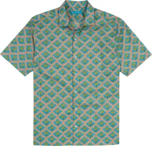 Tori Richard Mosaic Palms Cotton Lawn Camp Shirt - Tan Tori Richard Clothing