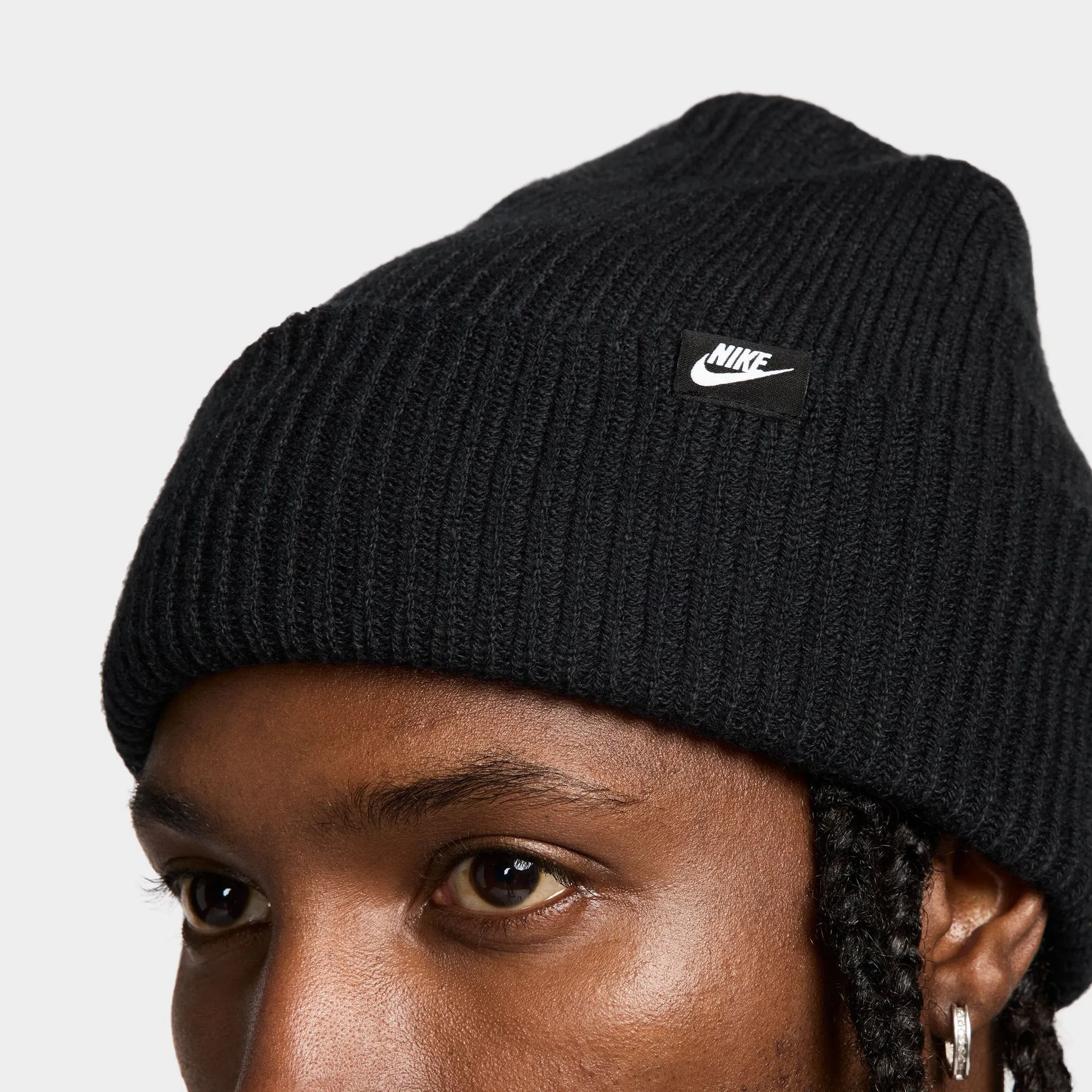 Womens Nike Nike Peak Tall Cuff Futura Beanie Black / Black