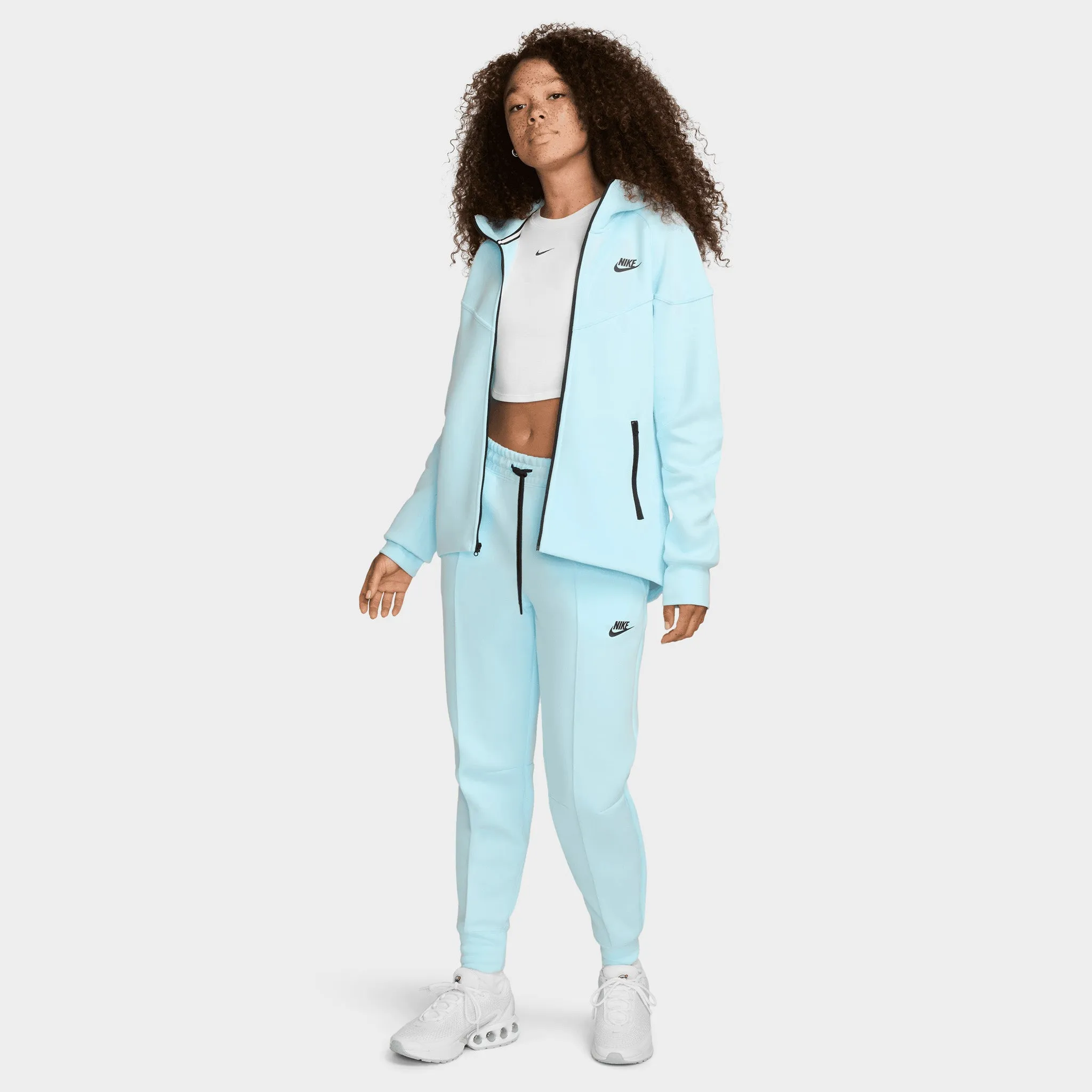 Womens Nike Nike Sportswear Women's Tech Fleece Mid-Rise Joggers Glacier Blue / Black