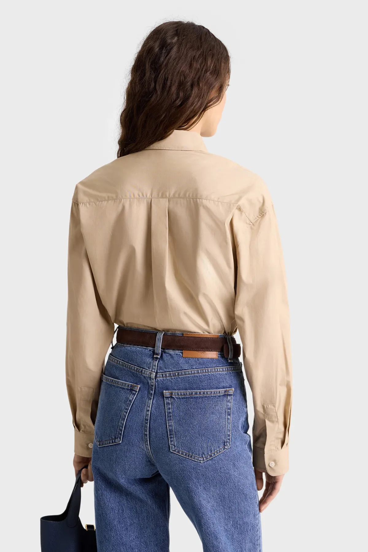 Womens Sporty & Rich H&W Crest Oversized Shirt - Light tan
